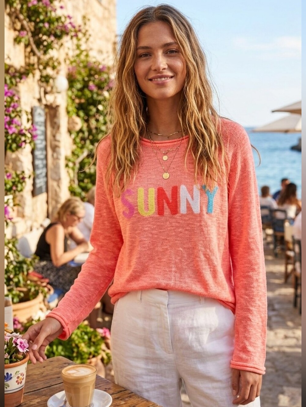 Lilly Pulitzer Danette Sweater Papaya Punch Sunny Intarsia Knit Top Size Med EUC